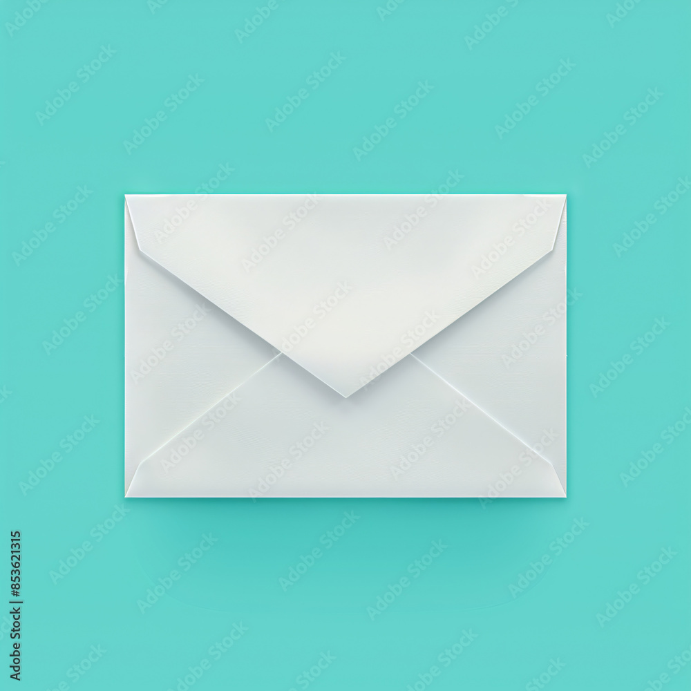 Minimalist and flat stylized white envelope on Tiffany blue background, abstract and artistic lines, clean and modern digital art style, minimalist and elegant look Minimalist and flat stylized white envelope on Tiffany blue background, abstract and artistic lines, clean and modern digital art style, minimalist and elegant look
