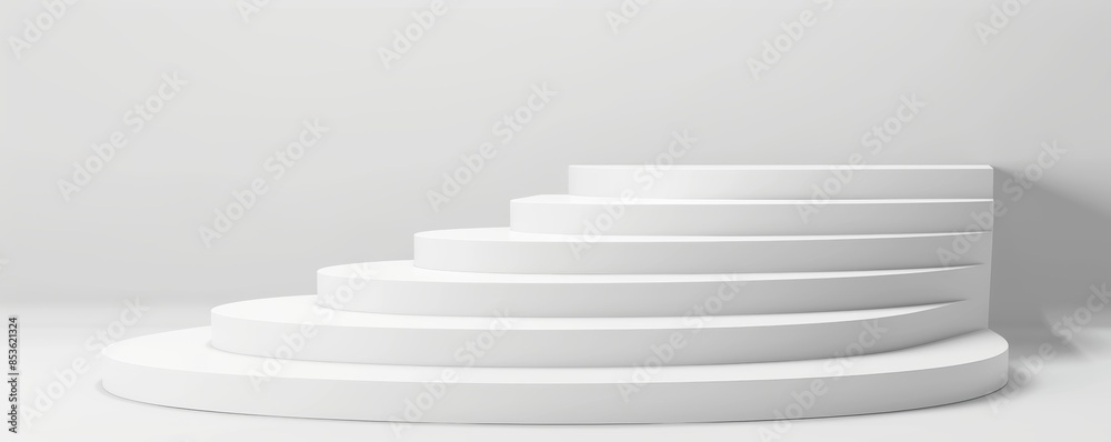 Minimalistic white spiral staircase in modern interior, symbolizing progress, achievement, and growth in a clean white space. Minimalistic white spiral staircase in modern interior, symbolizing progress, achievement, and growth in a clean white space.