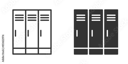 Vector illustration of school lockers in black and white, showcasing numbered compartments. Ideal for educational and institutional designs.
