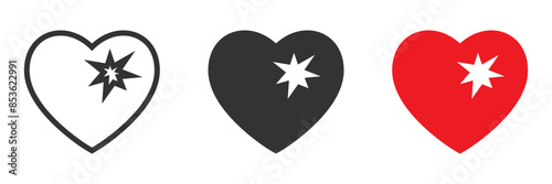 Heart with a bullet hole icon. Vector illustration.