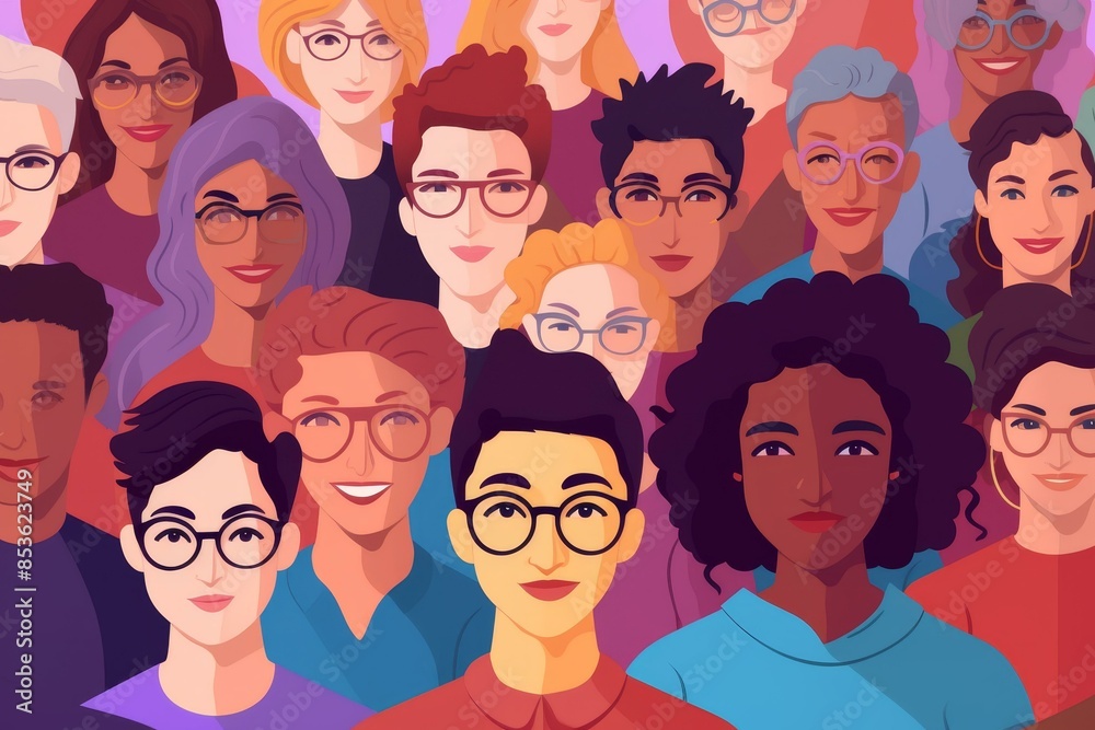 Illustration of a diverse group of nonbinary individuals in a flat style, showcasing beauty and individuality. Illustration of a diverse group of nonbinary individuals in a flat style, showcasing beauty and individuality.