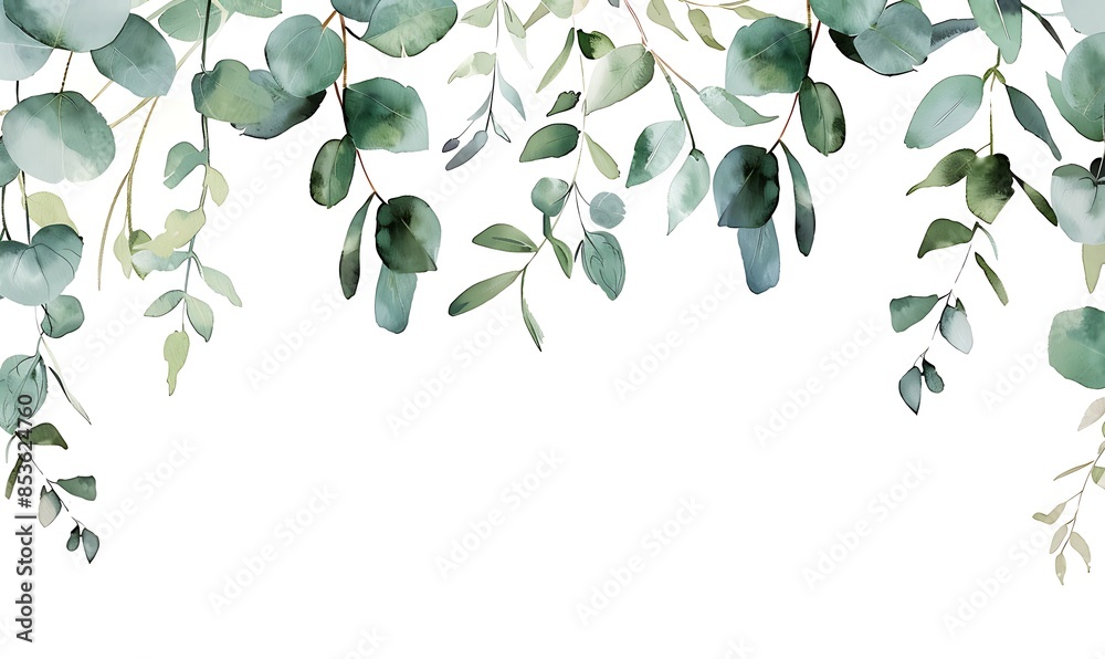 Herbal Eucalyptus Leaves Frame: Isolated on White Transparent Background, PNG, Minimalist Greenery Wedding Invitation, Watercolor Style Card Herbal Eucalyptus Leaves Frame: Isolated on White Transparent Background, PNG, Minimalist Greenery Wedding Invitation, Watercolor Style Card