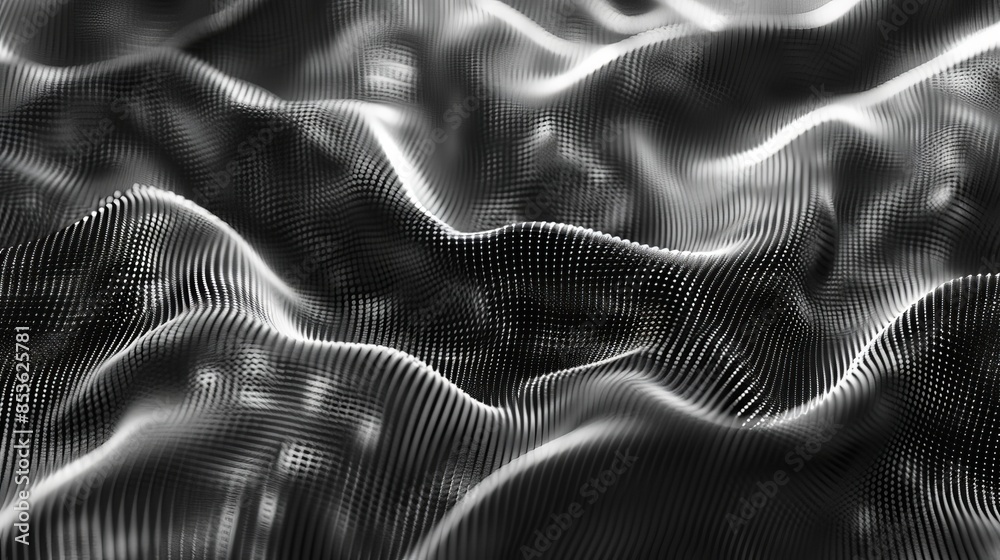 Naklejka premium abstract black and white pattern of small dots waves