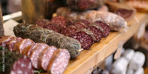 Artisanal meats from a farmt. Concept Farm-to-Table, Locally Sourced, Handcrafted Charcuterie, Small Batch Production, Artisanal Meats photo