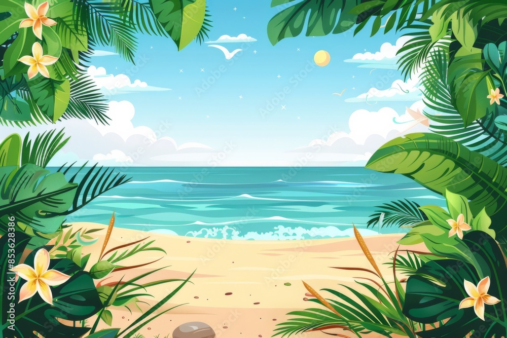Fototapeta premium Summer Background illustration created with Generative AI