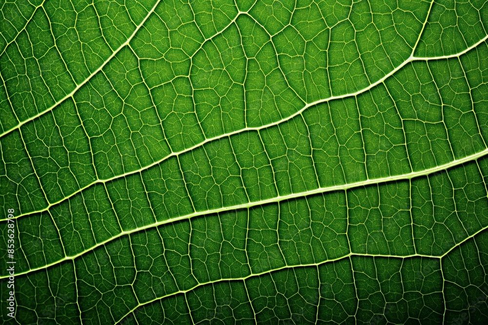 Obraz premium Green Elegance: Up-Close with a Leaf's Delicate Patterns