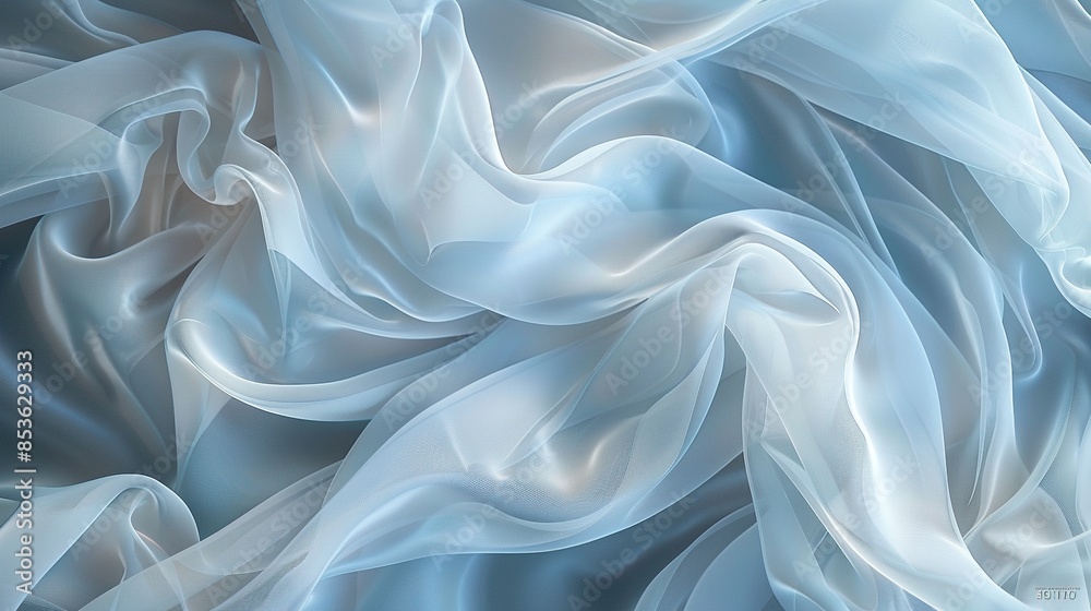 A blue and white fabric with a pattern of waves A blue and white fabric with a pattern of waves