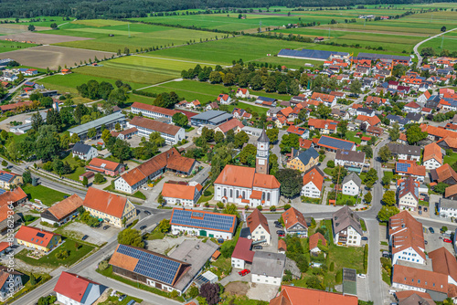 Schilderij op canvas Blick auf Ettringen an der Wertach im schwäbischen Unterallgäu
