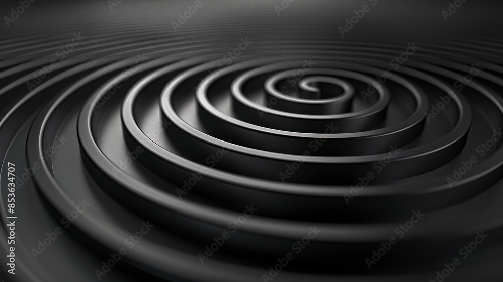 A black spiral with a shiny surface A black spiral with a shiny surface