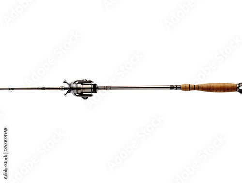 a fishing pole with a wooden handle