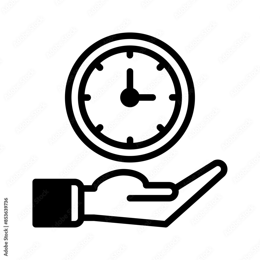 clock timer and hand icon outline black style. Business and finance icons clock timer and hand icon outline black style. Business and finance icons