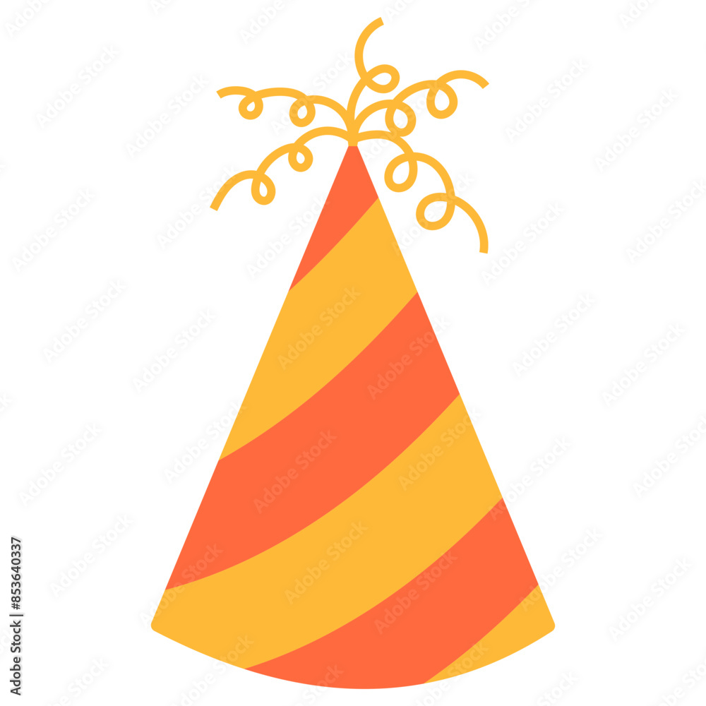 orange and yellow stripe pattern party hat illustration orange and yellow stripe pattern party hat illustration