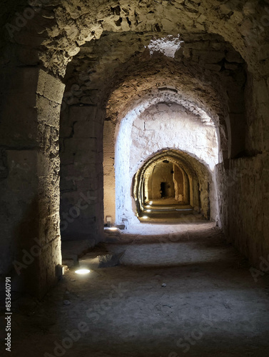 View at the interior of fort Karak in Jordan photo