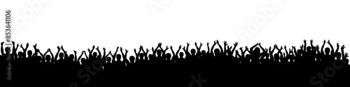 Crowd of people silhouette, cheerful fans people. Big event, concert or sport. Vector illustration