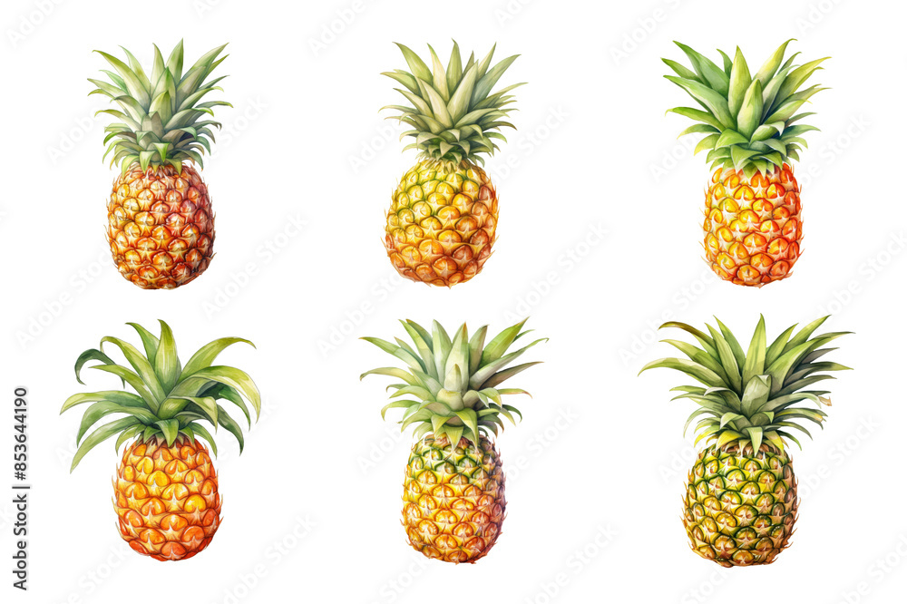 pineapple Collection Bundle Set Isolated on a Transparent Background pineapple Collection Bundle Set Isolated on a Transparent Background
