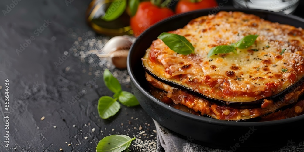 Classic Italian Dish Layers of Eggplant, Tomato Sauce, and Cheese. Concept Eggplant Parmigiana, Italian Cuisine, Baked Casserole, Comfort Food, Layered Dish Classic Italian Dish Layers of Eggplant, Tomato Sauce, and Cheese. Concept Eggplant Parmigiana, Italian Cuisine, Baked Casserole, Comfort Food, Layered Dish