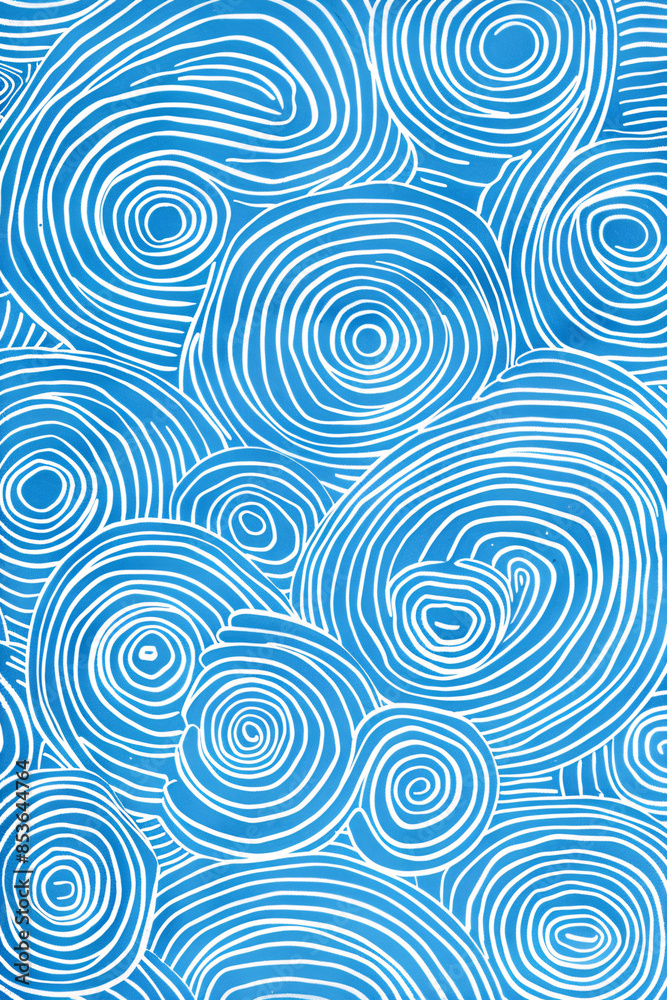 Abstract pattern of blue and white swirled lines creating circular shapes Abstract pattern of blue and white swirled lines creating circular shapes