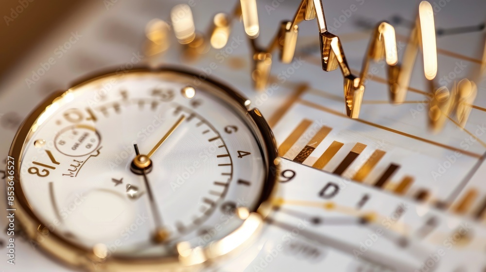 Fototapeta premium Track financial achievements with a barometer chart showing a steady upward trend in business growth levels.