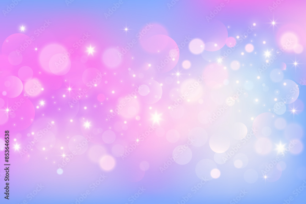 Rainbow unicorn background. Pastel glitter pink fantasy galaxy. Magic mermaid sky with bokeh. Holographic kawaii abstract space with stars and sparkles. Vector Rainbow unicorn background. Pastel glitter pink fantasy galaxy. Magic mermaid sky with bokeh. Holographic kawaii abstract space with stars and sparkles. Vector
