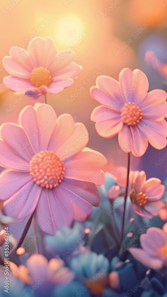 kawaii flower field colorful spring. Cute happy flowers, spring floral nature border. Kids kawaii plants 4k video colorful vertical kawaii flower field colorful spring. Cute happy flowers, spring floral nature border. Kids kawaii plants 4k video colorful vertical