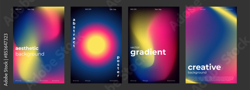 Y2k Trendy Aesthetic abstract gradient pink violet poster with translucent blurred pattern. Modern gentle social media poster, stories highlight templates for digital marketing for stories