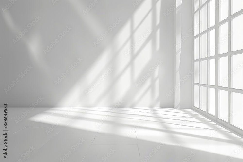 Fototapeta premium Studio Background. Clean White Room for Product Display with Soft Shadows