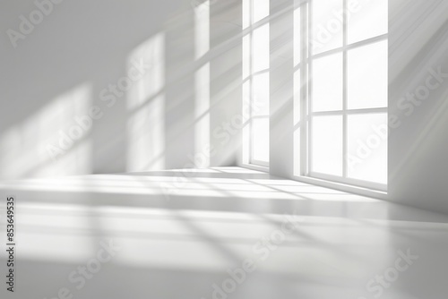 Studio Background. Abstract Empty White Room with Window Shadows for Product Display
