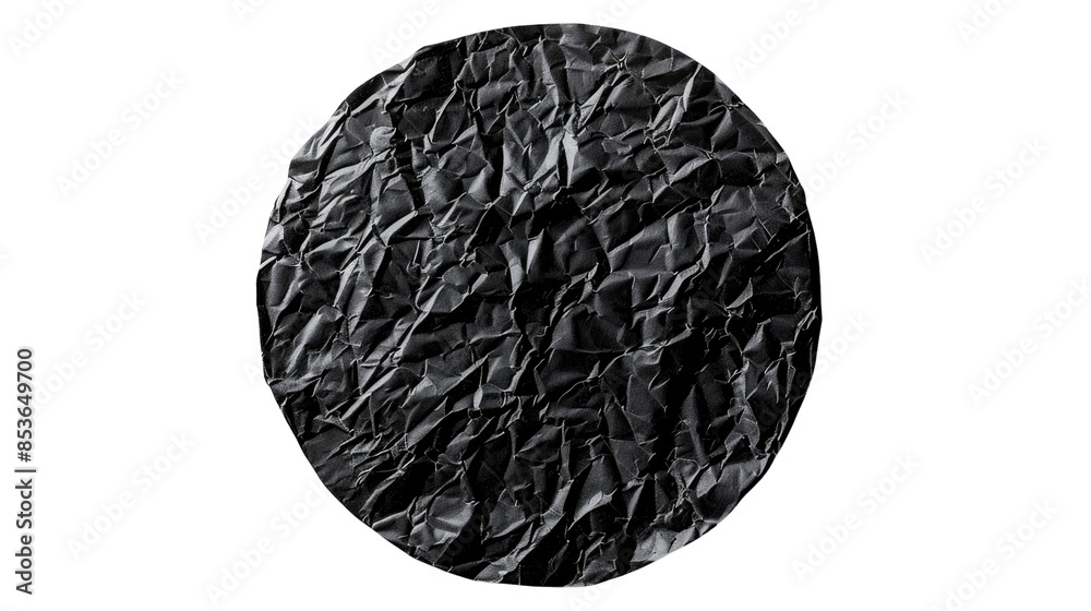 Black round sticker with wrinkles on a transparent background Black round sticker with wrinkles on a transparent background