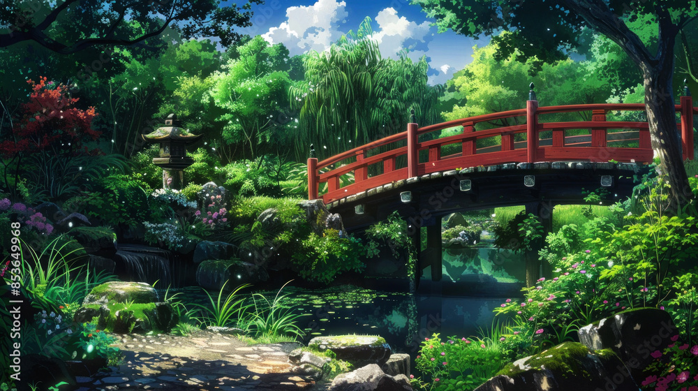 illustration art garden at summer style art anime illustration art garden at summer style art anime