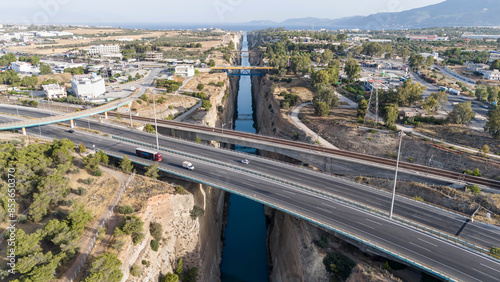 Beautiful and amazing Corinth Canal from sky by Drone