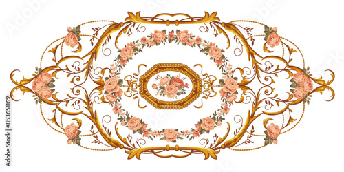 Pendant in floral frame for design of greeting cards and vintage decor