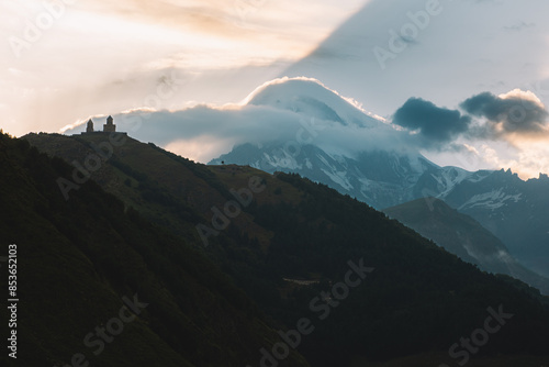 Church In The Mountains At Sunset
