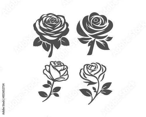 rose flat silhouette vector design