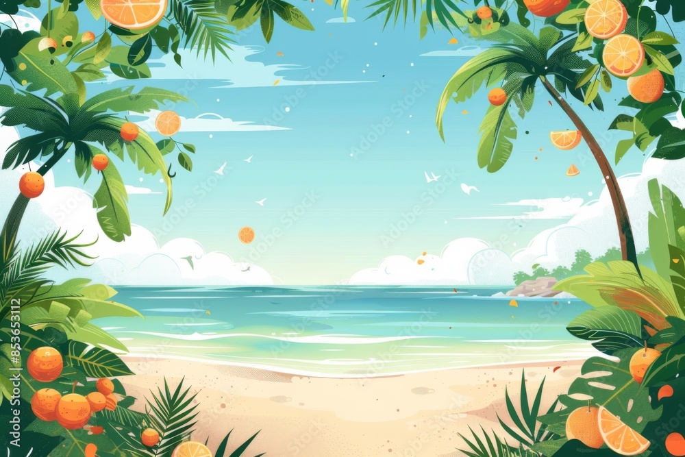Fototapeta premium Summer Background illustration created with Generative AI