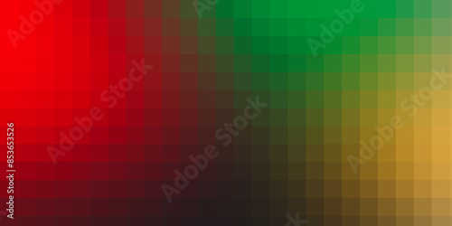 Juneteenth pixelate green yellow red pixels shades abstract colorful grid pattern palette gradient plain background