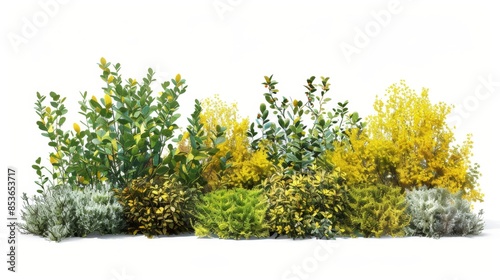 Lush Greenery and Yellow Flowers for Landscape Design, Generative AI