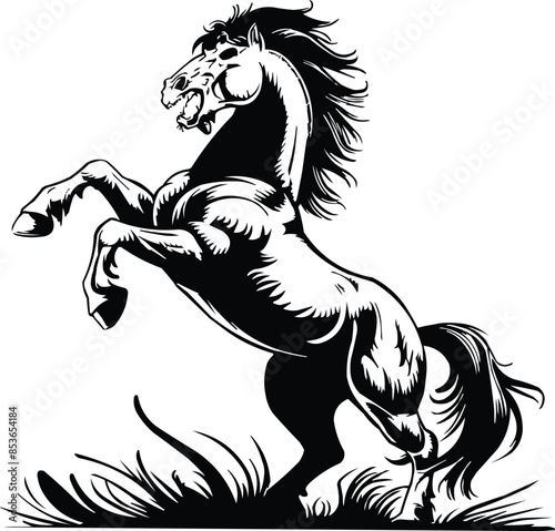 A silhouette of a running horse and jumping vector