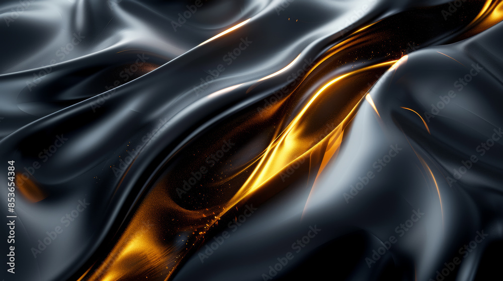 3D abstract piece with flowing black and gold forms, evoking a sense of elegance Generative AI 3D abstract piece with flowing black and gold forms, evoking a sense of elegance Generative AI
