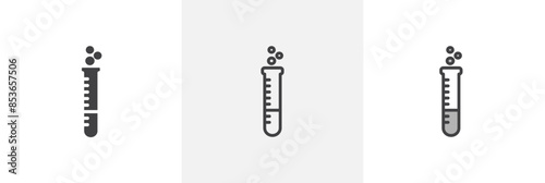 Chemical Tube flat thin line icon collection.
