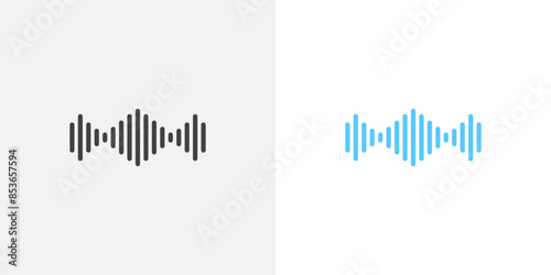 Waveform flat thin line icon collection.