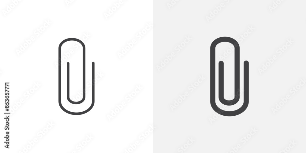 Paperclip flat thin line icon collection. Paperclip flat thin line icon collection.