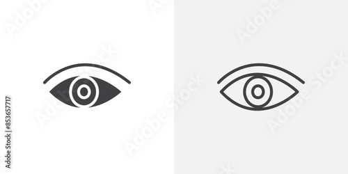 Eyes flat thin line icon collection.