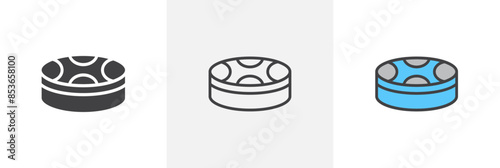 Drum steelpan flat thin line icon collection.