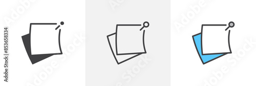 Note sticky flat thin line icon collection.