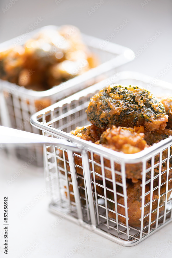 street food truck fried broccoli in batter