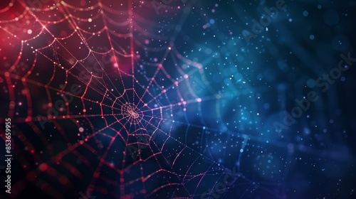 A spider web with a red and blue background on  halloween