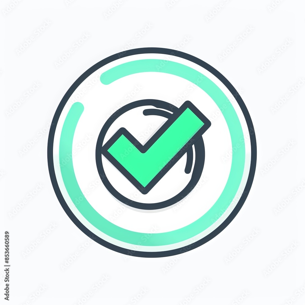 Check mark icon isolated on white background. Green tick, check list icon. Vector illustration. Generative AI