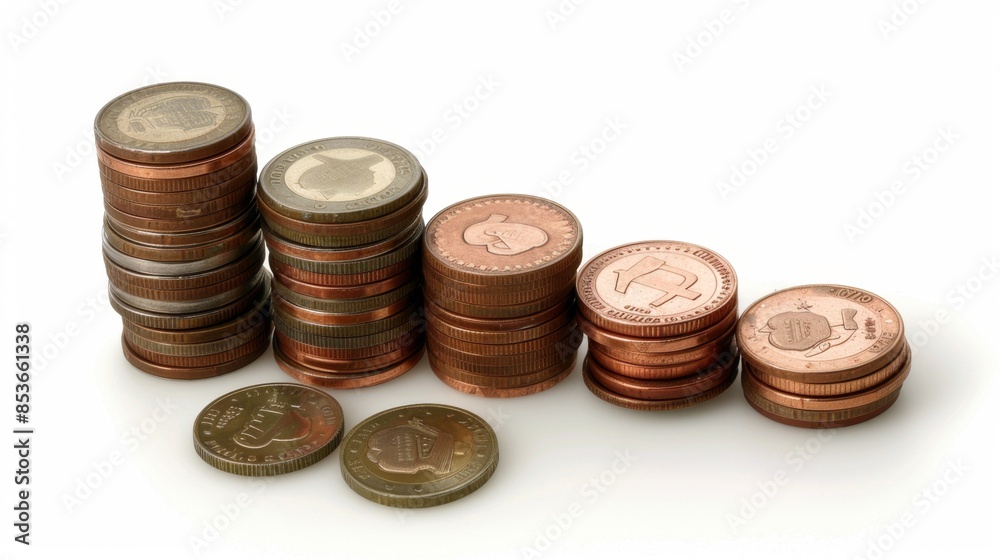 Financial Growth Concept with Stack of Coins Forming a Bar Graph Symbolizing Compound Interest Increase Financial Growth Concept with Stack of Coins Forming a Bar Graph Symbolizing Compound Interest Increase