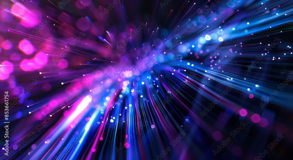Purple and blue light streaks on dark background, blurry and glitchy Purple and blue light streaks on dark background, blurry and glitchy