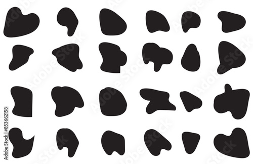 coloring and black/white Blob shape organic set. Fluid cooler blob shape vector for abstract design. Abstract watery forms template. Organic blobs set icon on transparent background.